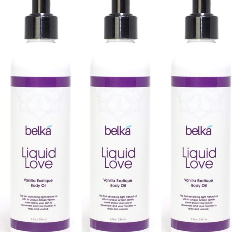Liquid Love Vanilla Exotique Body Oil for Relaxing Massage Therapy and Sensual Couple's Massages - Made in The USA, 100% Vegan with Luscious Virgin Oils, Grape Seed, Coconut, Vitamin E, 8 floz