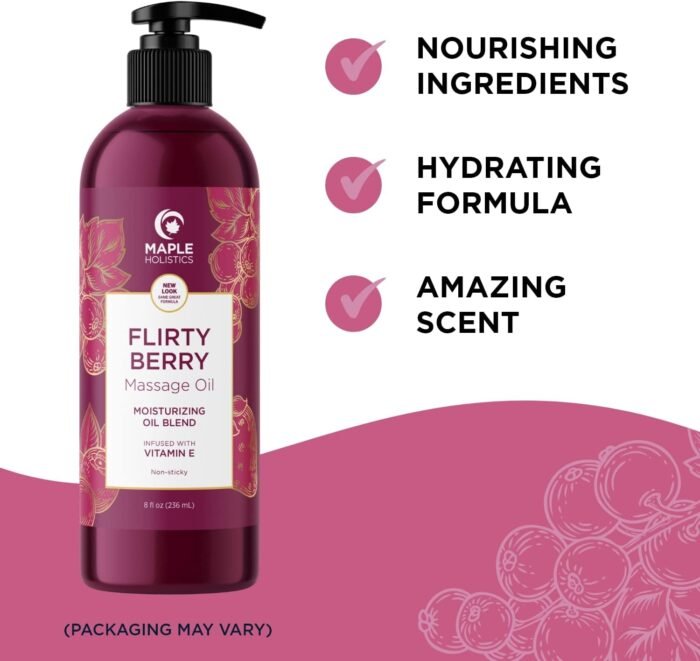 Scented Sensual Massage Oil for Couples - Tropical and Berry Full Body Massage Oils with Jojoba Coconut and Sweet Almond Oil with Sweet Aromas for Special Moments - Non GMO Gluten Free and Vegan - Image 5