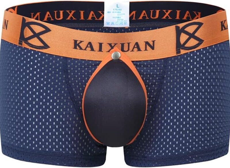 Men's Underwear,Boxer Briefs Mesh Breathable,Soft and Quick-drying,Front-Opening Design