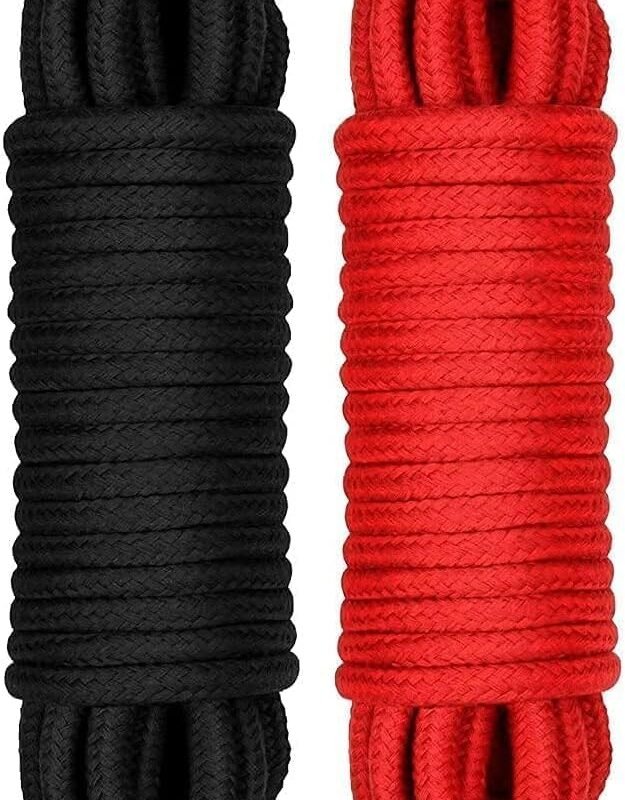 2Pcs 10m Bondage Rope Bondage Ropes Soft Bondage Rope BDSM Black Red, SM Fetich Bondage Set for Sex Toys for Couples Extreme (2 pcs)