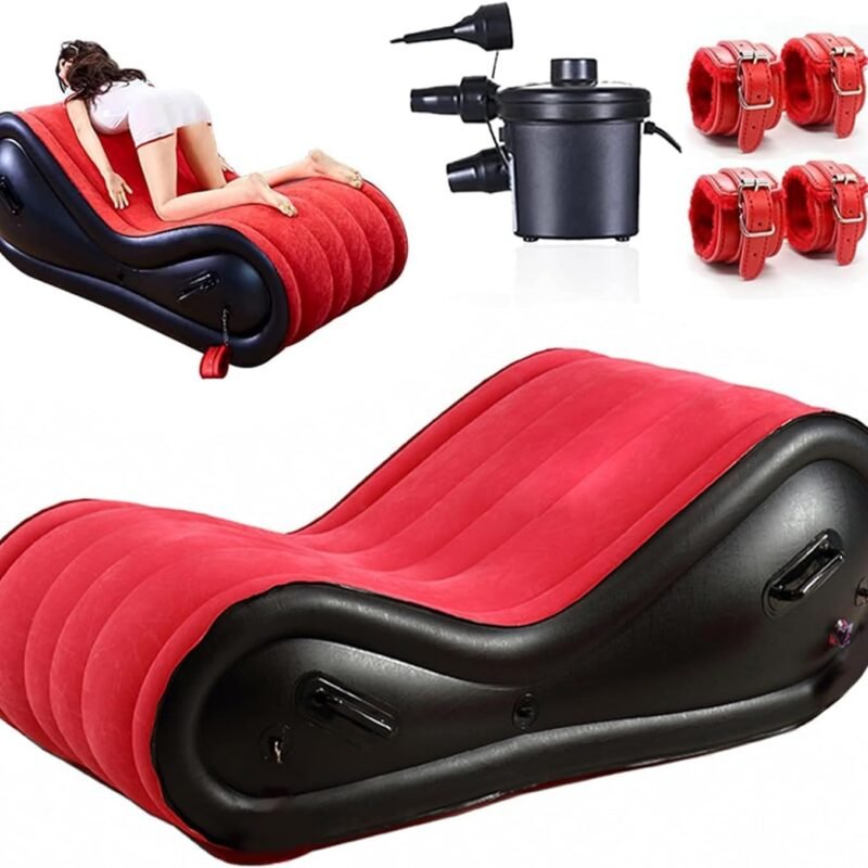 Inflatable Sex Sofa with Cuffs Kit for BDSM Bondage Play, Sex Chair with Air Pump for Couple Deeper Position Support, Sex Game Furniture Adult Sex Toys G-Point Love Pad Multifunctional Sex Cushion