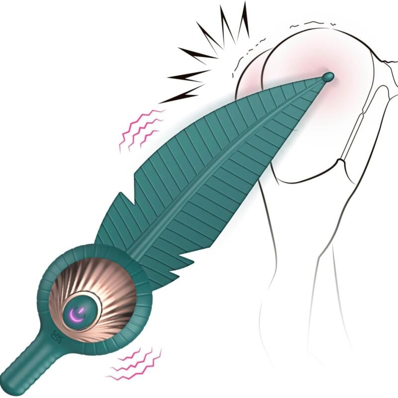 Vibrating Feather Tickler Teaser, 10 Vibration Modes Nipple Toy for Couples Foreplay UR08211