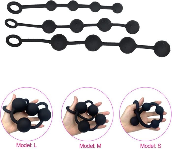Sex Training Toy Pull Bead Silicone Anal Plug Sexy Gay Anal Plug Trainer S - Image 2