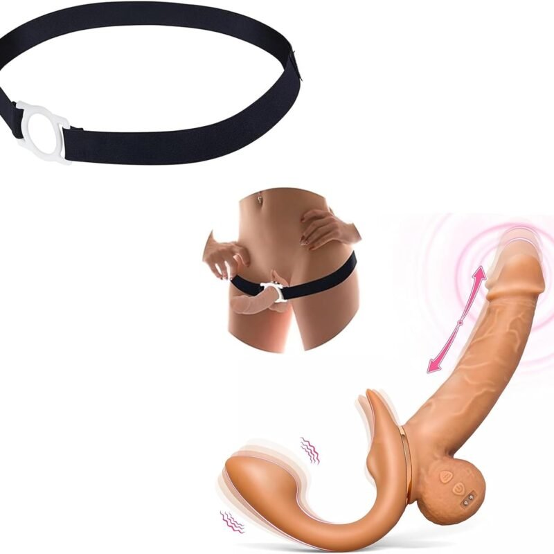 Strapless Strap On Dildos & Strap Combo, SWEETLORY Wearable Pegging Realistic Dildos Vibrator with 9 Vibrating Modes and 9 Thrusting Modes, Double Ended Penetration Sex Toys for Women Lesbian Couples