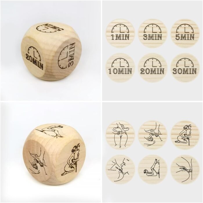 4Pcs Wooden Dice Games for Couples,Random Challenge Dice,Adult Dice Games for Couples,Sex Dice for Role Playing Game,Novelty Fun Love Dice for Adults - Image 6