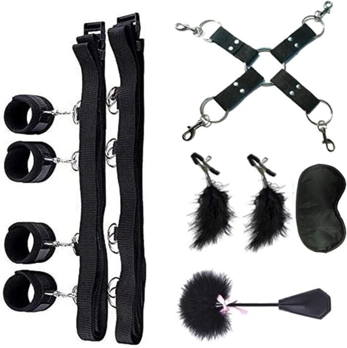 Sex Bondage Kit BDSM Restraints Toy with Adjustable Handcuffs Ankle Cuffs Kits Adult SM Straps Sets for Women's Pleasure and Couple Foreplay Sweaters YH-2098 - Image 5