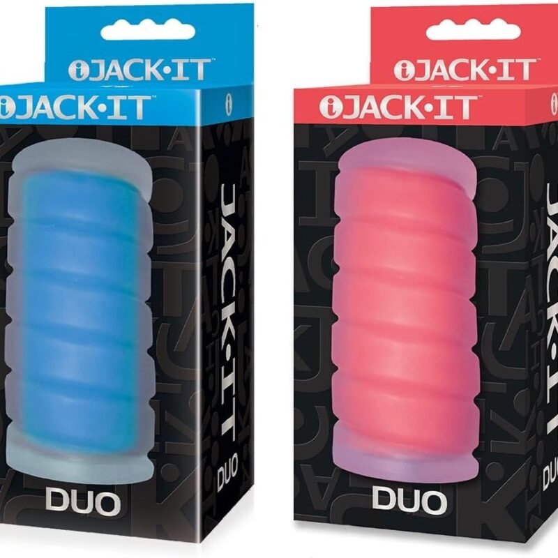 Sex Toy Couples kit of Jack-It Duo, Sky Blue and Icon Brands Jack-It Duo, Cherry