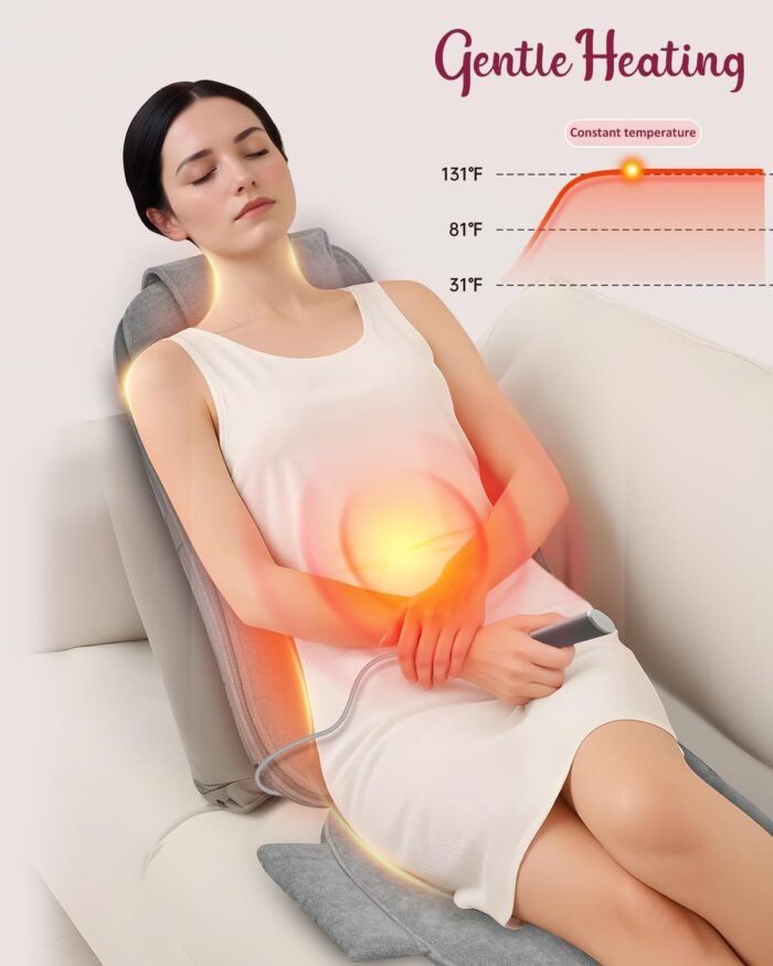 Shiatsu Back Massager with Soothing Heat, Upgraded Deep Tissue Kneading Massage Chair Pad, Vibration Massage Seat Cushion, Relax at Home Office, Gifts - Image 5