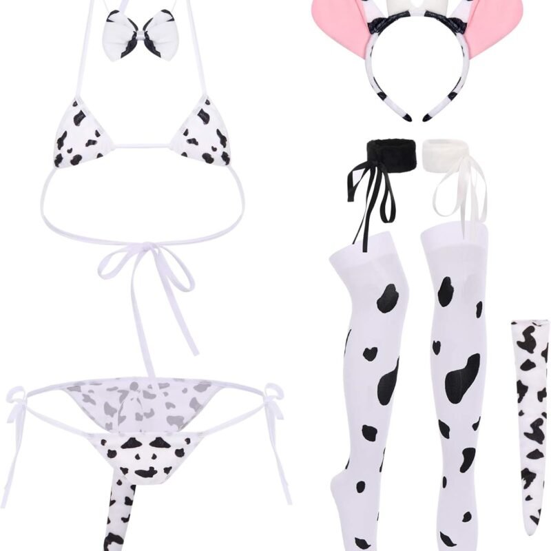 OBEEII Womens Dairy Cow Costume Lingerie Set Anime Japanese Babydoll Erotic Cosplay