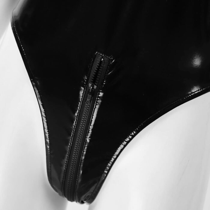 Sexy Fishnet Bodysuit Lingerie for Women Sex Naughty One Piece Wet Look Leather Lingerie Sluttly Teddy Babydoll - Image 8
