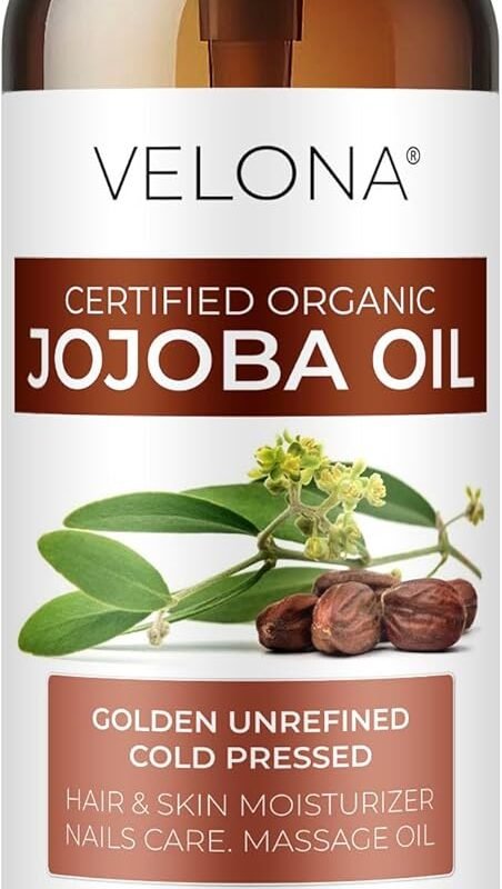 velona Jojoba Oil USDA Certified Organic - 16 fl oz (With Pump) | 100% Pure and Natural | Golden, Unrefined, Cold Pressed, Hexane Free | Moisturizing Face, Hair, Body, Skin Care