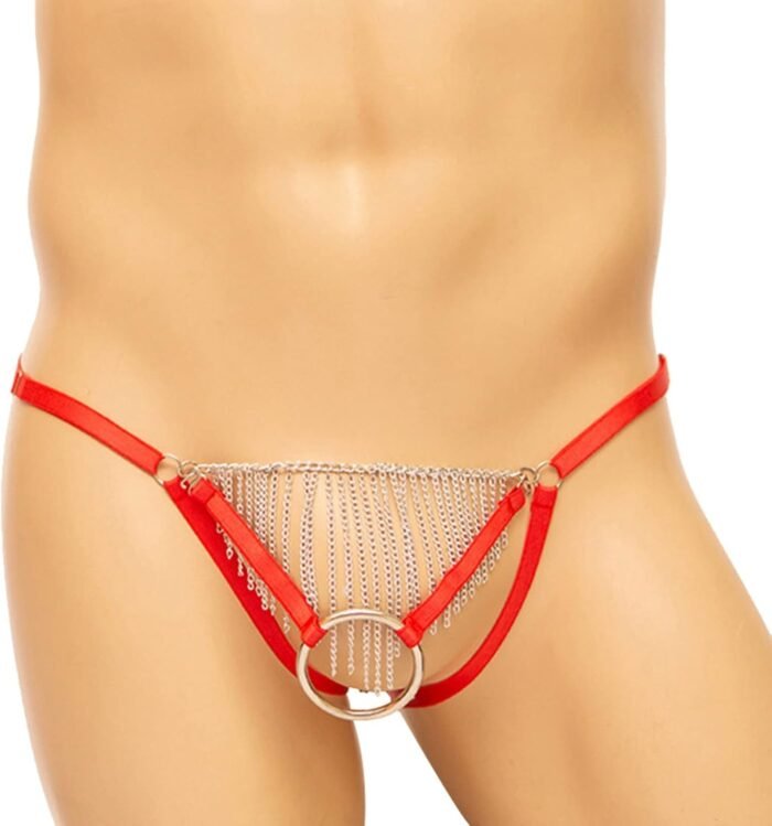 Sexy Mens Lingerie Taste Underwear Sling Bead Chain Ring Sexy Hollow T Thong Jock Straps Gay Male - Image 2