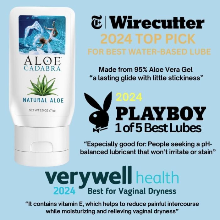 Aloe Cadabra Natural Water-Based Personal Lubricant, Organic Aloe Lube for Men, Women, and Couples, pH Balanced (Unscented, 2.5 oz, 2 Pack) - Image 2