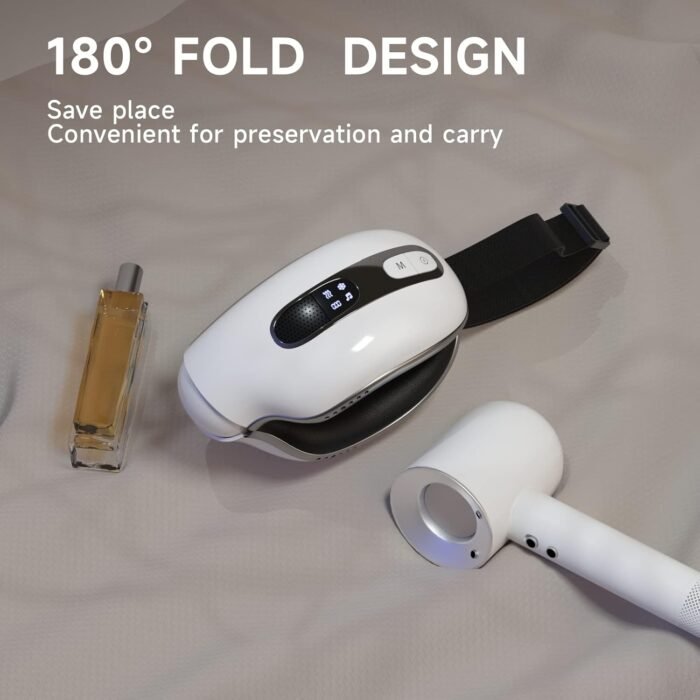 Eye Massager with Heat and Cooling for Migraines, Dry Eyes, Dark Circles, Rechargeable Bluetooth Music Heat Cold Eye Massager Improve Sleeping - Great Gifts for Fathers Day (White) - Image 9