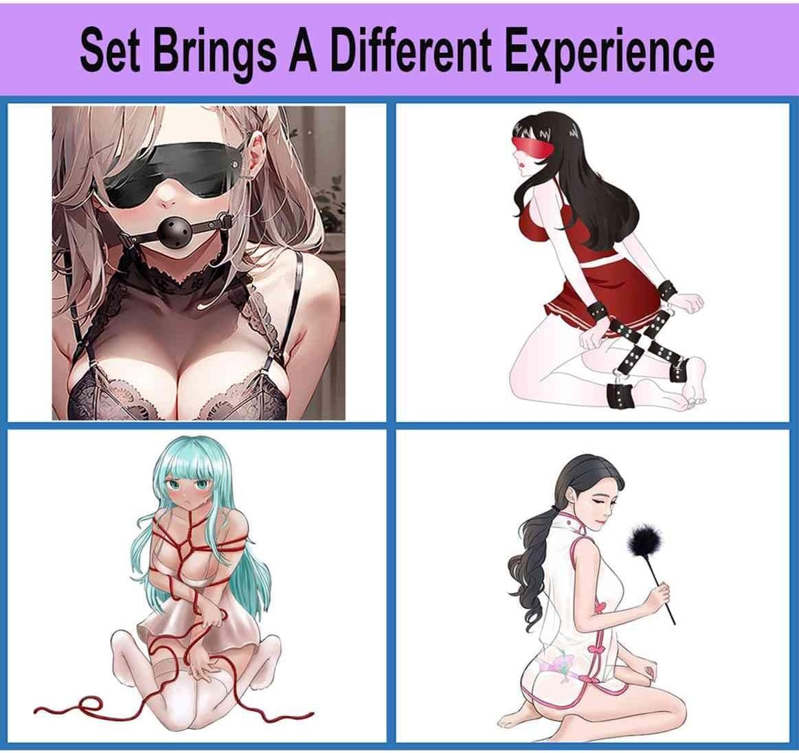 BDSM Bondage Restraints Kit Toys for Couples King Bed Ties Adult Play Cuffs for Ankles and Hands Bed Straps Adjustable Leg Spreader Bar Adult Play Restraints for Ankles and Wrist with Chain Sweatshirt - Image 4