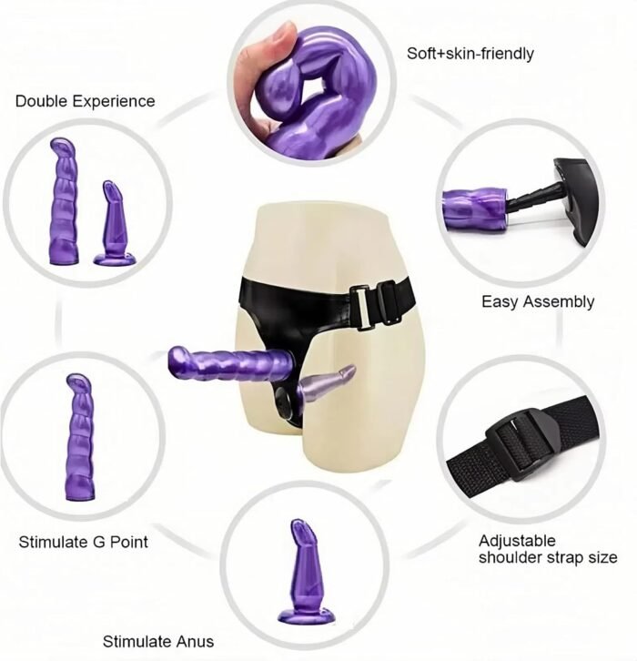 Adjustable Harness Strapless Strap-On Dildo Kit, Two Realistic Dildos, Women's Strap Design, Lesbian Couples - Image 2