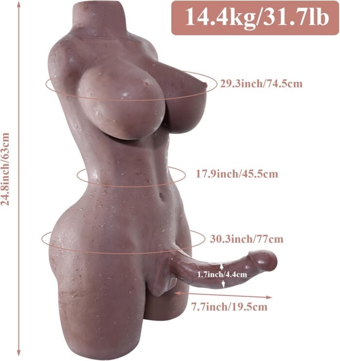Shemale Sex Doll Torso with Realistic Dildo Breasts and Anal, Lifelike Transsexual Love Dolls Huge Penis Unisex Masturbation Adult Sex Toy for Men Women Couple Gay, 31.7lb - Image 5