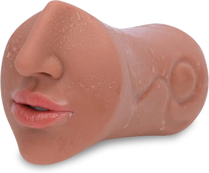 Male Masturbators Adult Sex Toys with Realistic Textured Blowjob Stroker Sleeve for Men Real Mouth Deep Throat Oral Sex for Man Masturbation Pleasure (Brown) - Image 3