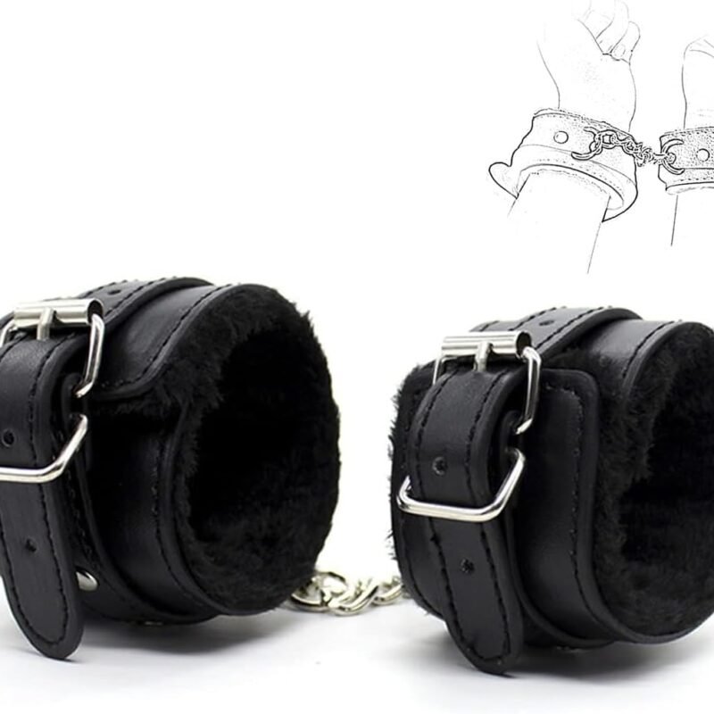 Black Sex Handcuffs Bondage kit for Fuzzy Handcuff Set for Bedroom Sex Accessories for Adults Couples for Sex Furniture Couples Kinky Play Hand Leg Cuffs Couple Under Queen Bed Sweater Yoga EO-S