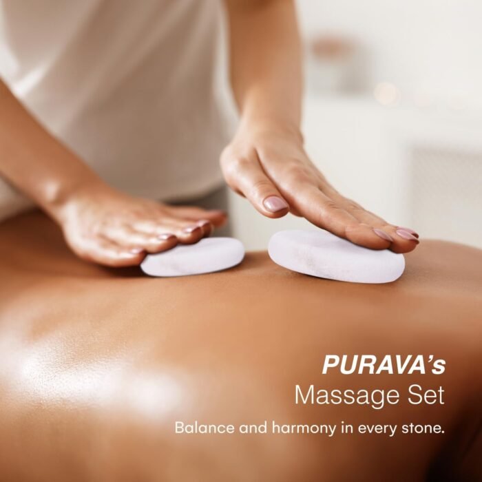 PURAVA Marble Stone Therapy Set - 4-Piece Cold Massage Stones for Neck Cooling, Facials, and Home Spa - White Round Oval Hot Rocks Kit for Relaxation and Pain Relief - Image 4