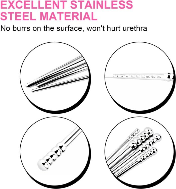 Stainless Steel Horse Eye Stick Tapers, Polished Penis Plug Beads Dilators Sounding Rods Urethra Chastity Toys for Men Male Gay Sex Adult Toys, Discreet and Safe Intimate Toy (S,10 * 214mm) - Image 3