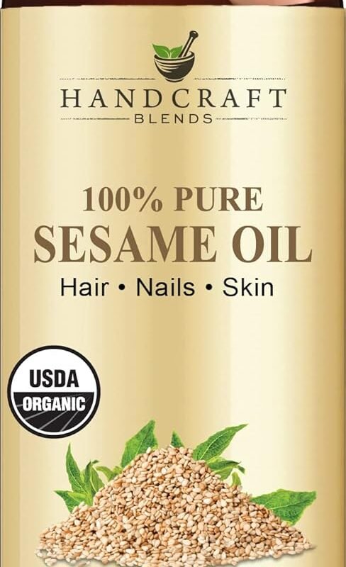 Handcraft Blends Organic Sesame Oil - 8 Fl Oz - 100% Pure and Natural - Premium Grade Carrier Oil for Skin and Hair - Hair and Body - Massage - Expeller-Pressed and Hexane-Free