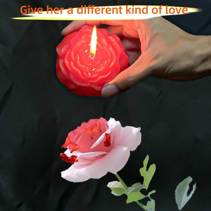 Set of 4 Low Temperature Red Rose Flower Shaped Scented Wax Play Candles - Romantic Drip Candles for Lovers, Couples, Weddings and Home Decor Games Atmosphere Scented Wax - Image 2