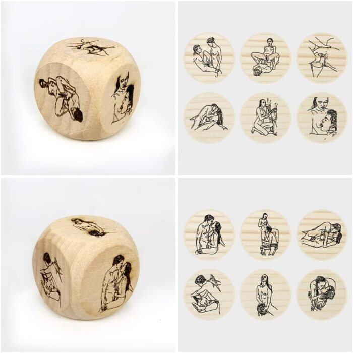 4Pcs Wooden Dice Games for Couples,Random Challenge Dice,Adult Dice Games for Couples,Sex Dice for Role Playing Game,Novelty Fun Love Dice for Adults - Image 7