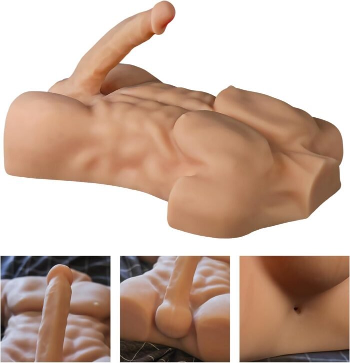 14 LB Male Sex Doll for Women Gay Men Torso Dildo Sex Toys with 8 Inch Flexible Bendable Big Dick & 6 Inch Deep Tight Anal & Flat Bottom for Riding Play Realistic 3D Textured Huge Cock Masturbator - Image 4