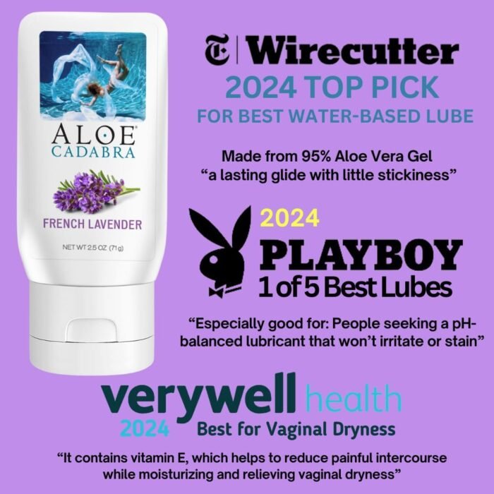 Aloe Cadabra Flavored Personal Lubricant and Vaginal Moisturizer, Organic Edible Aloe Lube for Men, Women and Couples, Non-Staining, pH Balanced, Toy Compatible (French Lavender, 2.5 Ounces, 1 Pack) - Image 3