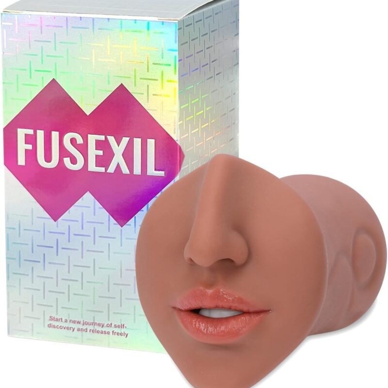 Male Masturbators Adult Sex Toys with Realistic Textured Blowjob Stroker Sleeve for Men Real Mouth Deep Throat Oral Sex for Man Masturbation Pleasure (Brown)