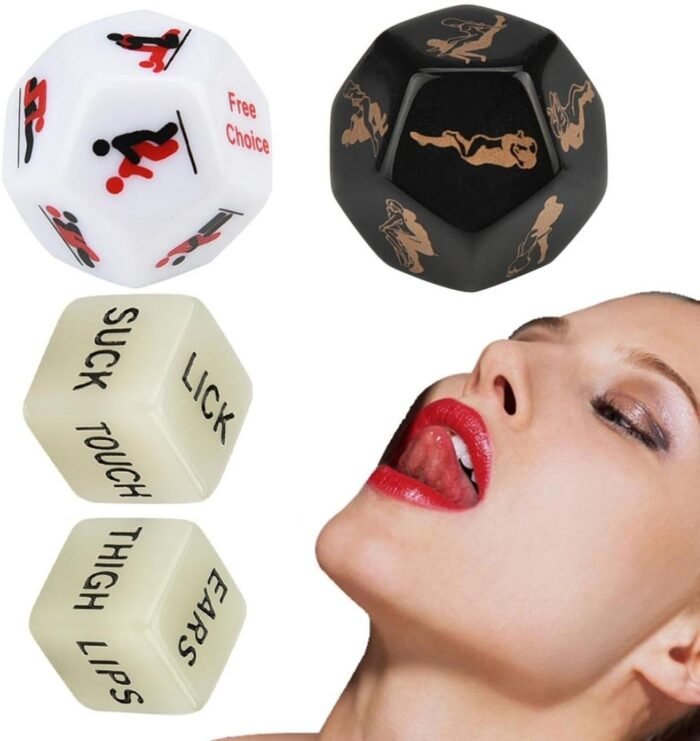 Adult Couples Dice Set, 4 Pcs Naughty Dice Game, Red, Hexahedron, Acrylic - Image 2