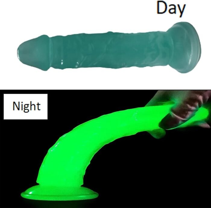 Realistic Dildo Luminous G-spot Stimulator Dildo, Green Anal Dildo Penis with Strong Suction Cup Flexible Vaginal Anal Butt Plug Play Adult Sex Toys & Games for Women Men Gay Couple (S) - Image 4