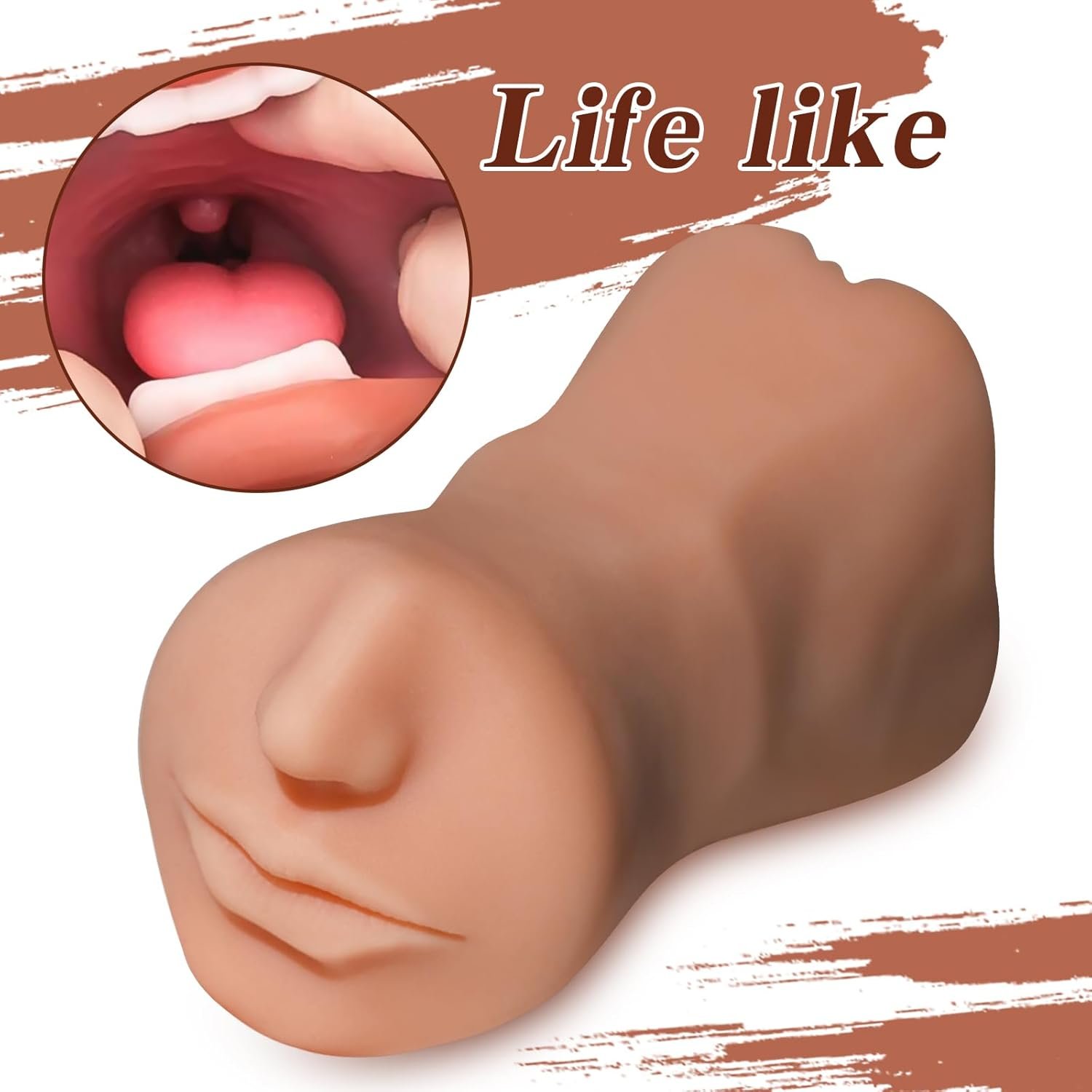 Sex Doll with Realistic Textured Mouth Vagina and Tight Anus, 3 in 1 Pocket Pussy Male Masturbators with Lifelike Face, Masturbator Deep Throat Oral Adult Sex Toys for Men Masturbation - Image 2