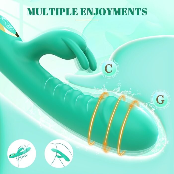 Vibrator Rabbit Sex Toys with 10 Vibrating Modes & 3 Rotating Modes, Clitoris G-spot Vibrator for Breast Nipples Vaginal Butt Plug Stimulation, Realistic Dildos Adult Toy for Women (Robin Egg Blue) - Image 3