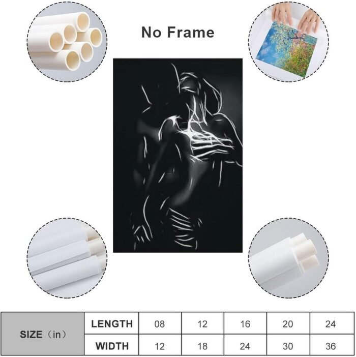 Black And White Sexy Couple Abstract Erotic Art Poster for Adults Gift Canvas Wall Art Prints Poster Photo Picture Painting Posters Room Decor Home Decorative 08x12inch(20x30cm) - Image 2