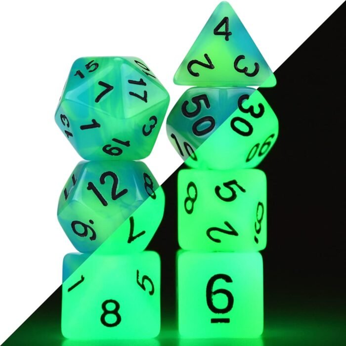 Glow in The Dark DND Dice Set 11 x 7 Polyhedral Dice (77pcs) for Dungeons and Dragons Tabletop Role-Playing Games, with a Drawstring Bag - Image 7