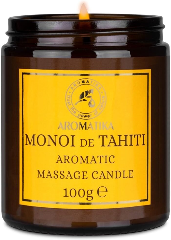 Scented Massage Candle Monoi de Tahiti - Soy Wax Candle 3.5Oz - Relaxing Massage Candle - Blend of Coconut & Almond & Monoi de Tahiti Oils - Vanilla Oleoresin - Skin Care - Beauty - Aromatherapy - Image 2