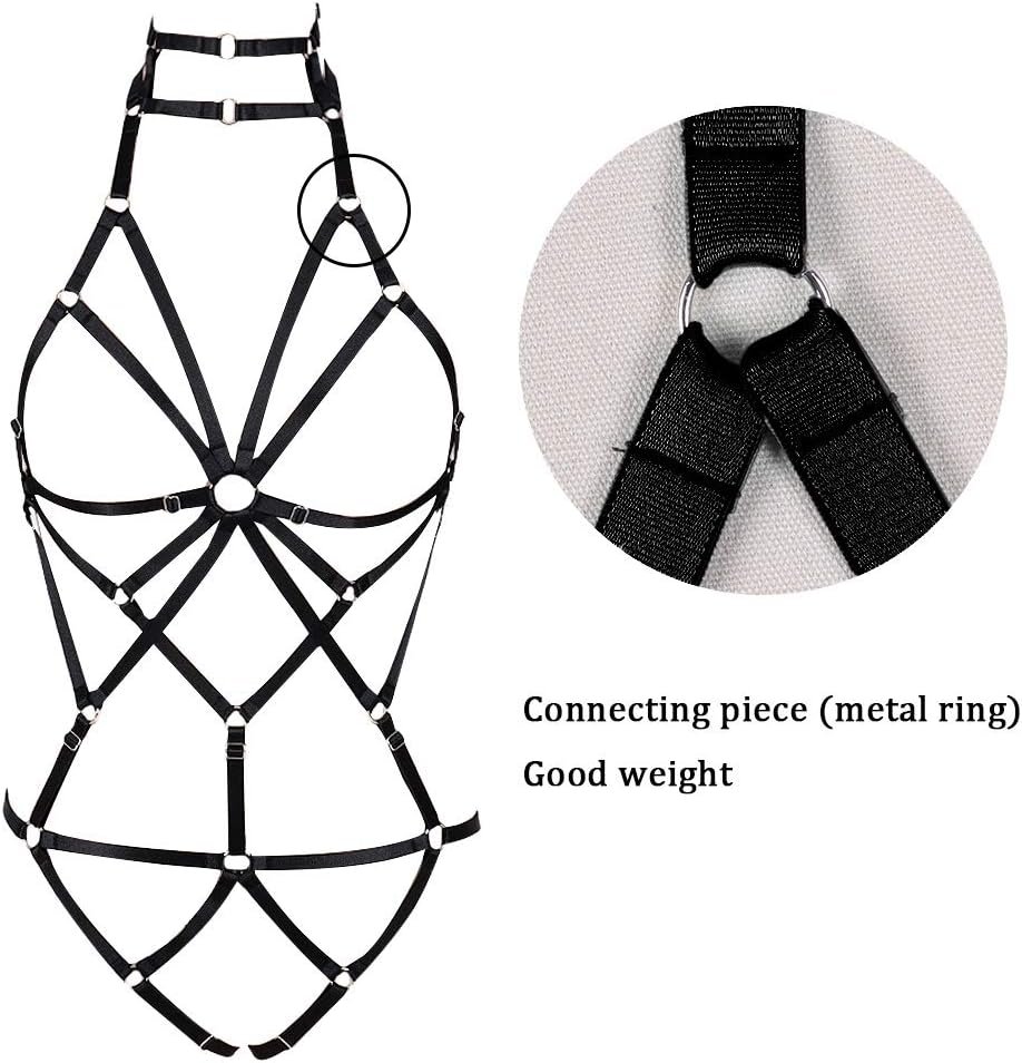 Women's Punk Body Harness Lingerie Full Waist Garter Belts Set Strappy Frame Cage Rave bras - Image 3