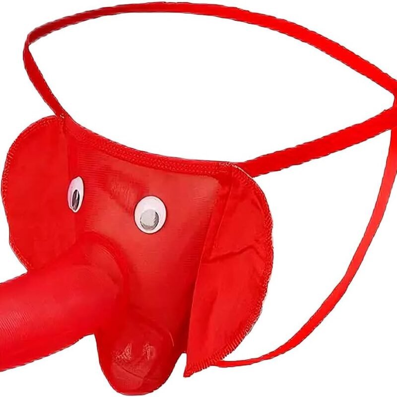 Mens Lingerie Elephant Trunk Thong for Men G-String Funny Christmas Valentine's Day Gifts Ideas Red