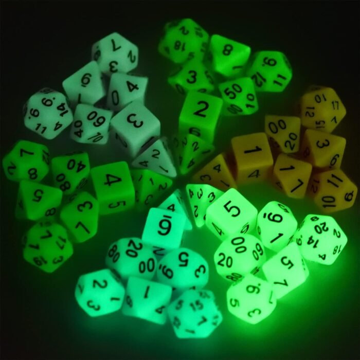 Glow in The Dark DND Dice Set 11 x 7 Polyhedral Dice (77pcs) for Dungeons and Dragons Tabletop Role-Playing Games, with a Drawstring Bag - Image 6