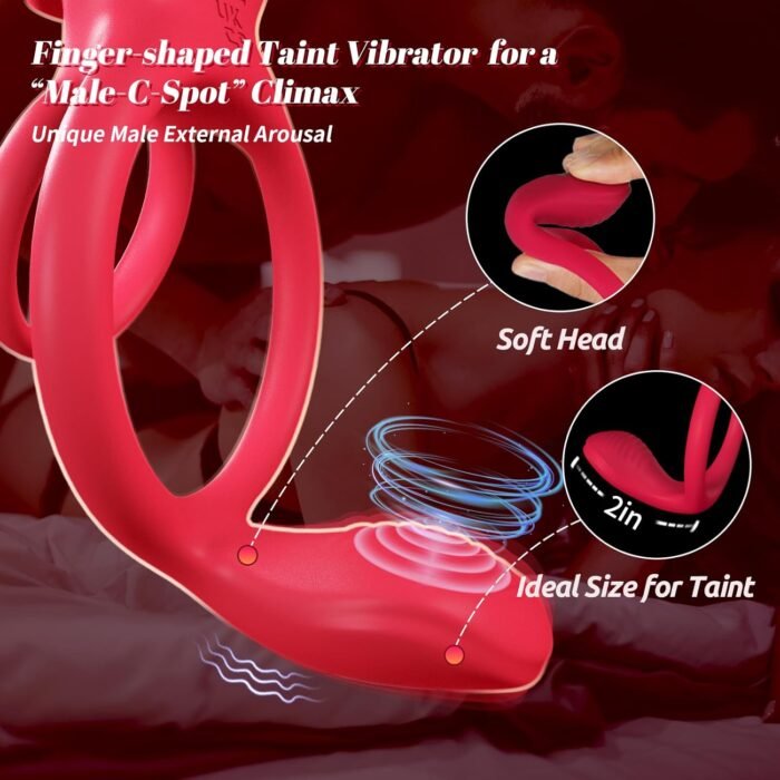 Rose Vibrating Cock Ring with Taint Testicle Clitoral Stimulator, App Remote Control Male Pleasure Penis Ring Vibrator, Couples Adult Sex Toys Games for Men Women, ZOOPLOU Couple Sex Toy Sex - Image 3