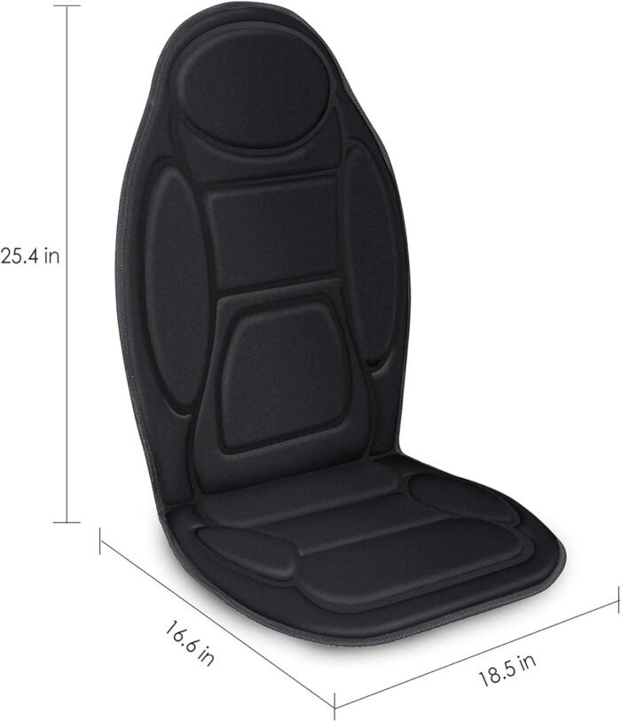 Snailax Massage Seat Cushion - Back Massager with Heat, 6 Vibration Massage Nodes & 2 Heat Levels, Massage Chair Pad for Home Office Chair，Black - Image 6