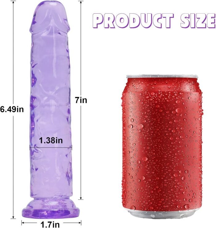 7" Realistic Jelly Dildo for Beginners,Soft Lifelike Sex Toy Thin Penis with Strong Suction Cup for Womens/Men/Gay, Adult Sex Toys for Vaginal/Anal Stimulation (7 inch Purple) - Image 3