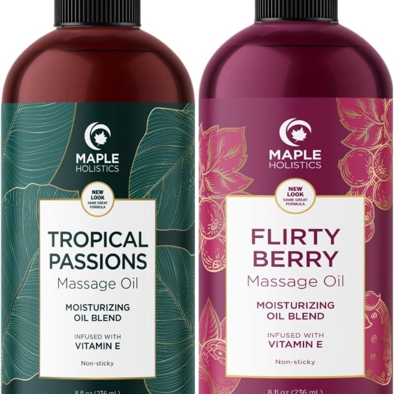Scented Sensual Massage Oil for Couples - Tropical and Berry Full Body Massage Oils with Jojoba Coconut and Sweet Almond Oil with Sweet Aromas for Special Moments - Non GMO Gluten Free and Vegan