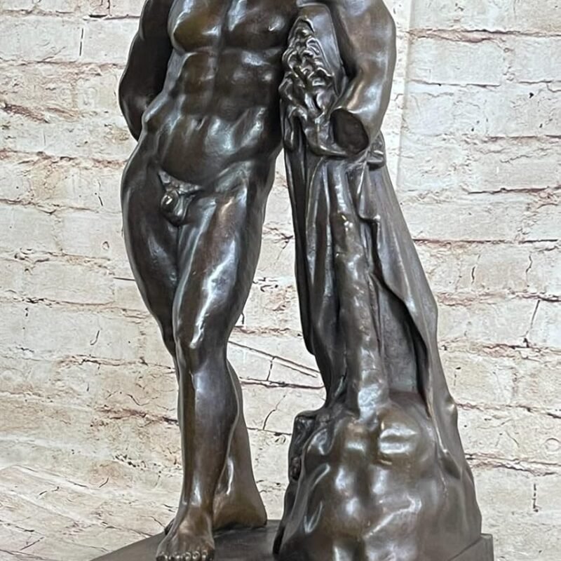 Signed Glycon Hercules Bronze Sculpture Statue Art Deco Erotic Nude Figure Gift by Think Bronze Handmade Art Gift