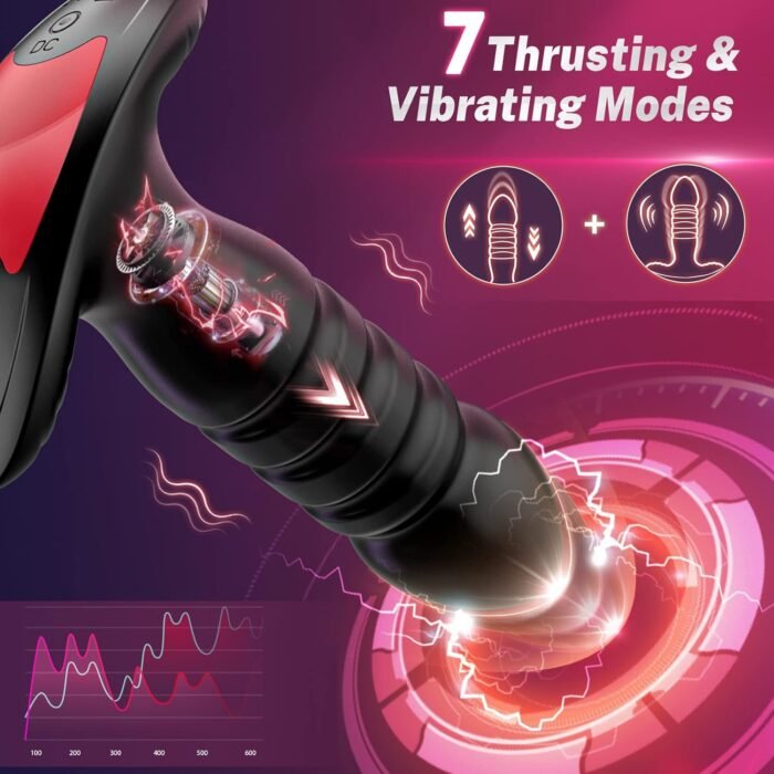 Anal Plug Vibrator with App Control Sex Toy for Men Women - Prostate Massager with 7 Thrusting & Vibrating Modes Adult Anal Vibrator Butt Stimulator Plug for Male Female (Black) - Image 3