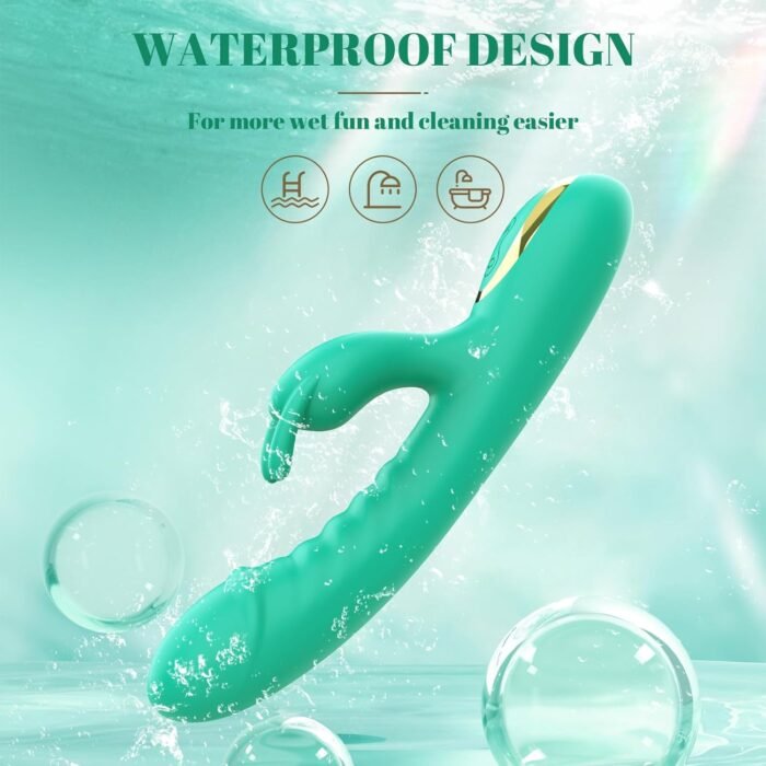 Vibrator Rabbit Sex Toys with 10 Vibrating Modes & 3 Rotating Modes, Clitoris G-spot Vibrator for Breast Nipples Vaginal Butt Plug Stimulation, Realistic Dildos Adult Toy for Women (Robin Egg Blue) - Image 4