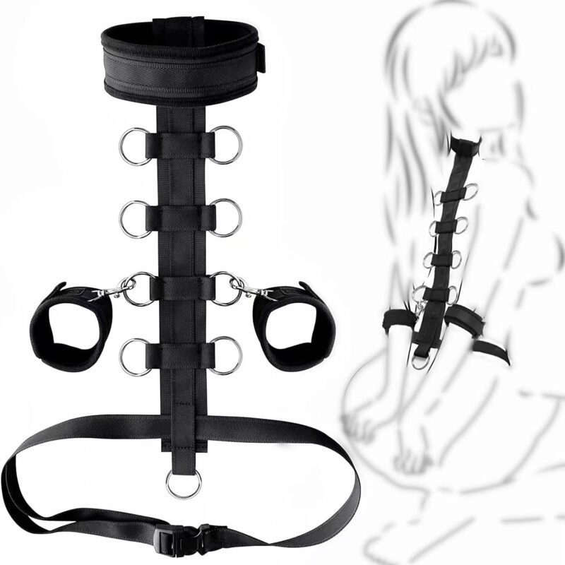 Bed Restraint for Queen Sized Bed Sex Bondage Furniture Set Bondage Kit for Women Sex Rope Hand Ties for Adult Play Handcuff Set for Bedroom Toys Couples Sexy Gift Sets Hoodies LX-D9 Black