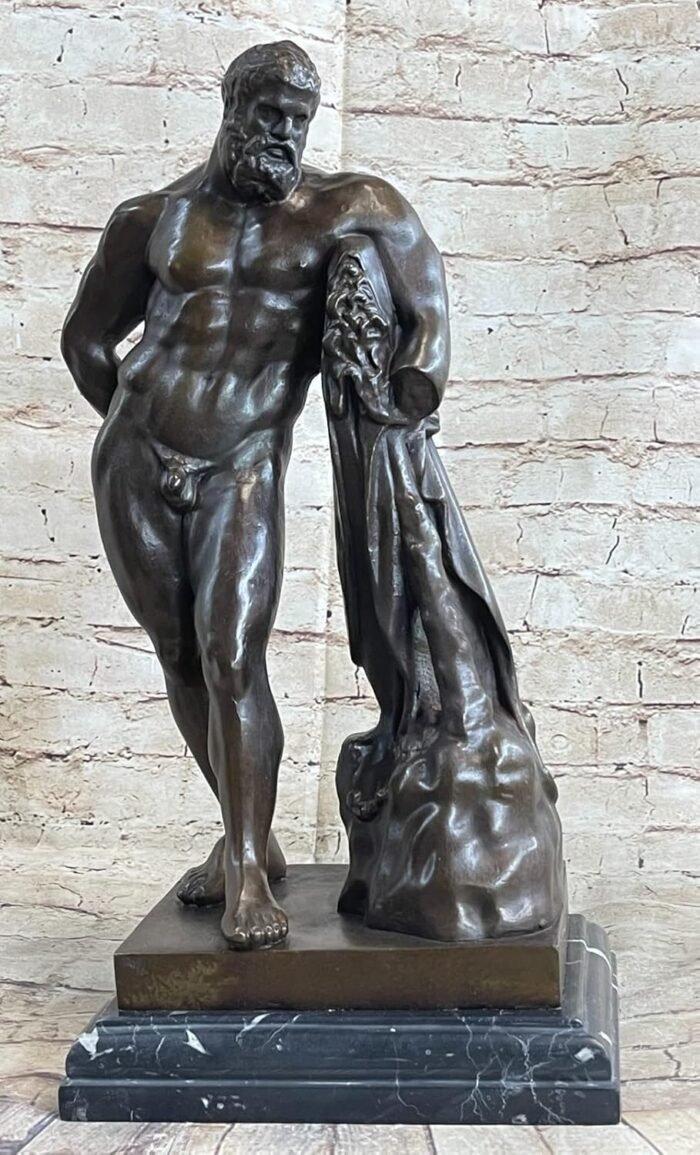 Signed Glycon Hercules Bronze Sculpture Statue Art Deco Erotic Nude Figure Gift by Think Bronze Handmade Art Gift - Image 2